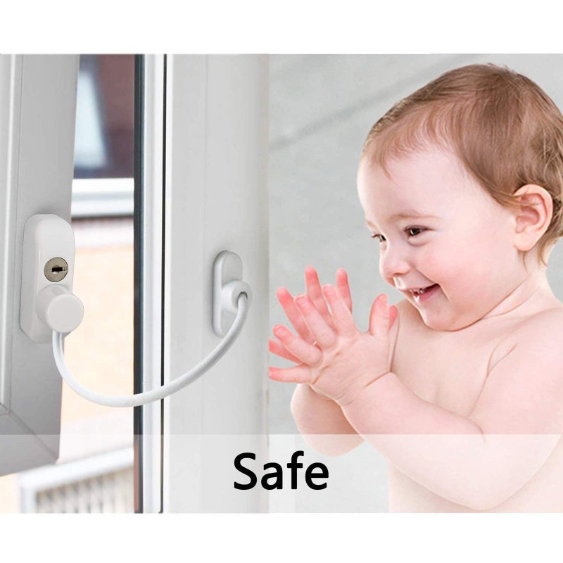 Kamtop 4 PCS Window Restrictor Locks, Lockable Window & Door Limiters with Keys, Child-Friendly Casement Window Lock, Window Opening Control Guard for Improved Child Protection (White) - Image 4